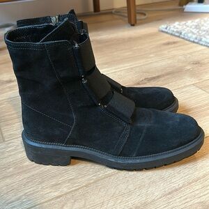 Aquatalia waterproof black suede ankle boots